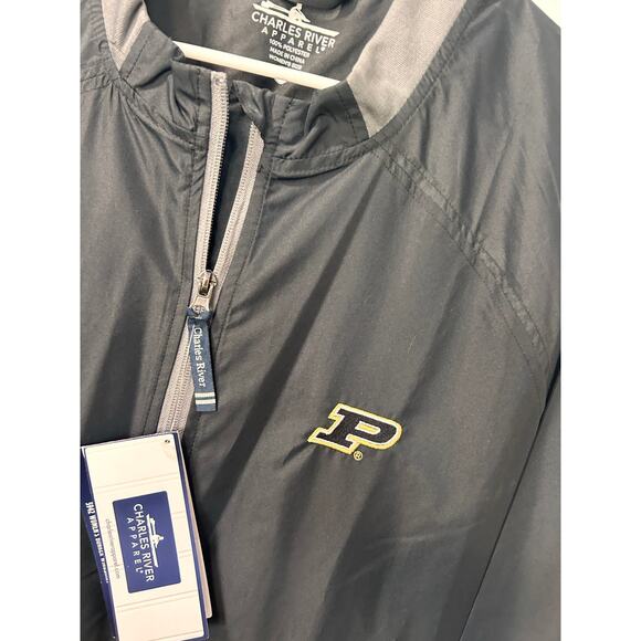 NWT Charles‎ River Apparel  Purdue Zip Bunker Windshirt Jacket Grey SZ 2XL - Picture 3 of 11